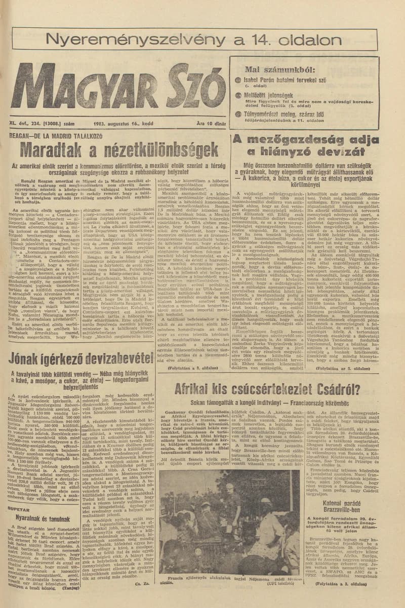Magyar Szó, 40. évf. 1983. augusztus 16. 224. sz. 1–20. oldal