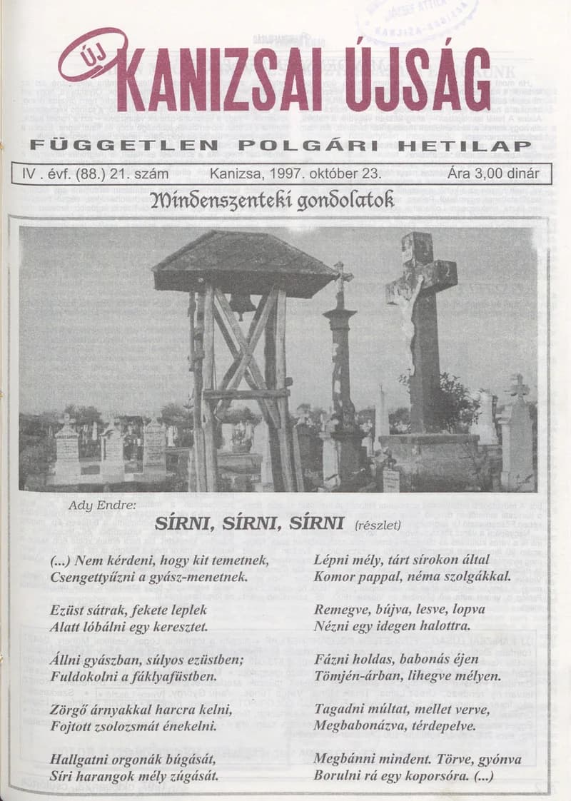 Új Kanizsai Újság, 4. évf. 1997. október 23. 21. sz.