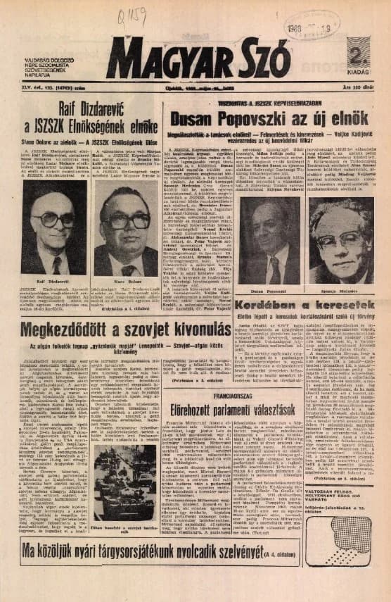 Magyar Szó, 45. évf. 1988. május 16. 133. sz. 1–24. oldal