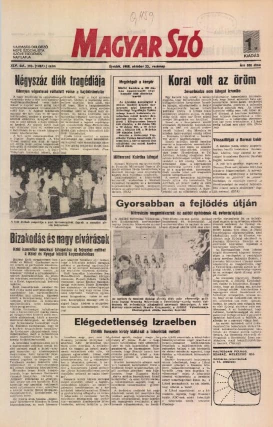 Magyar Szó, 45. évf. 1988. október 23. 293. sz.