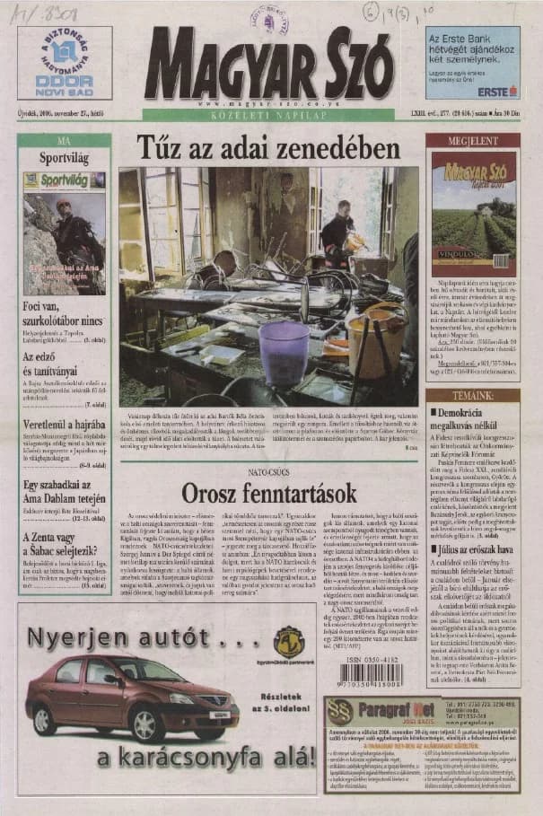 Magyar Szó, 63. évf. 2006. november 27. 277. sz. 1–12. oldal