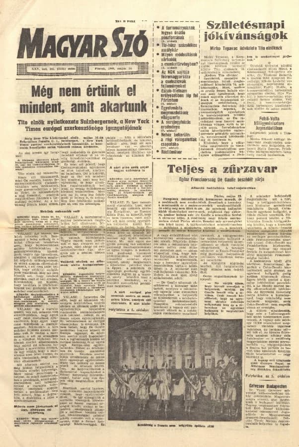 Magyar Szó, 25. évf. 1968. május 24. 141. sz. 1–12. oldal