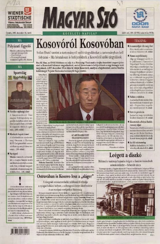 Magyar Szó, 64. évf. 2007. december 10. 289. sz. 1–12. oldal