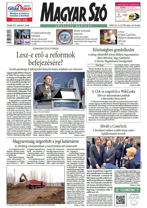 Magyar Szó, 74. évf. 2017. március 8. 54. sz. 1–16. oldal