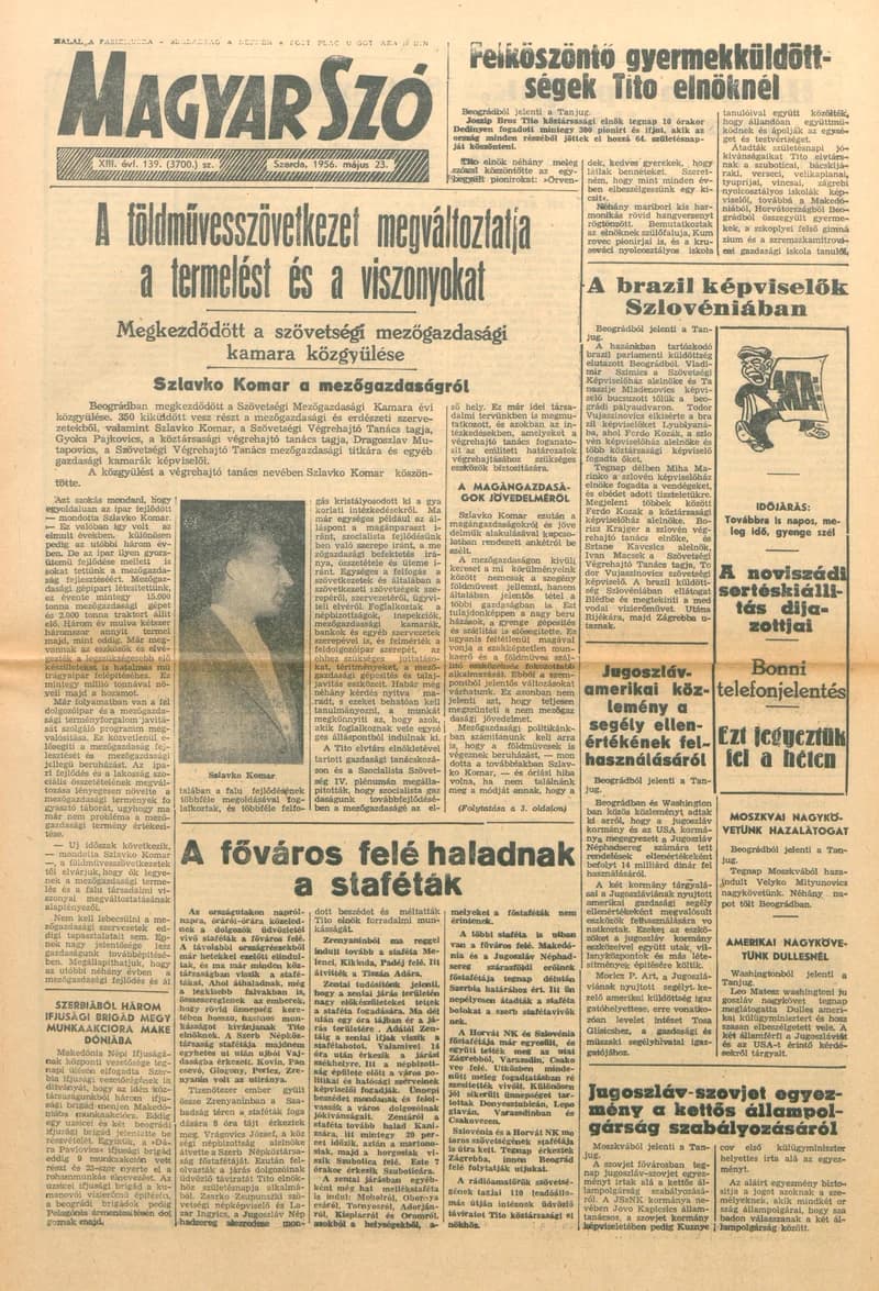 Magyar Szó, 13. évf. 1956. május 23. 139. sz. 1–8. oldal