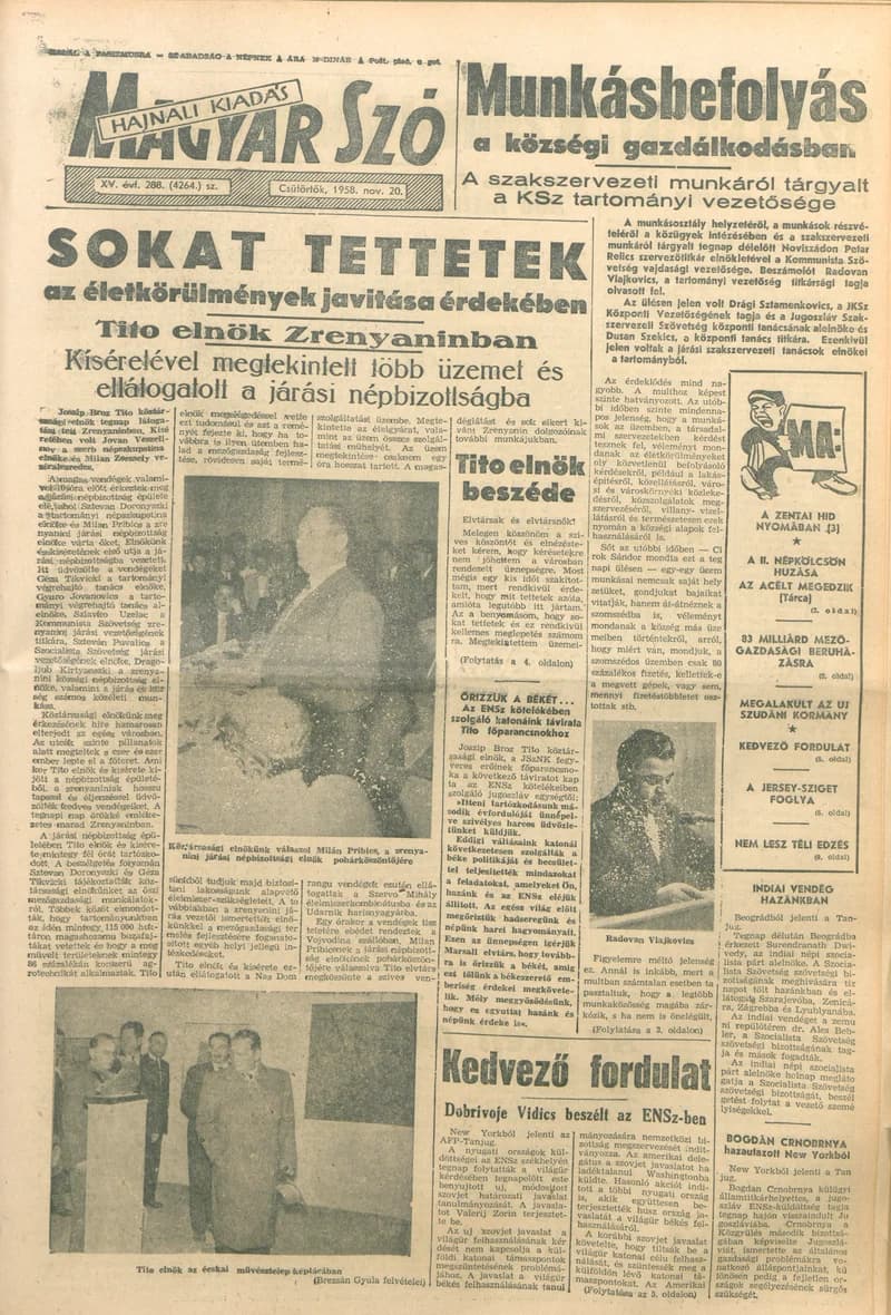 Magyar Szó, 15. évf. 1958. november 20. 288. sz. 1–16. oldal