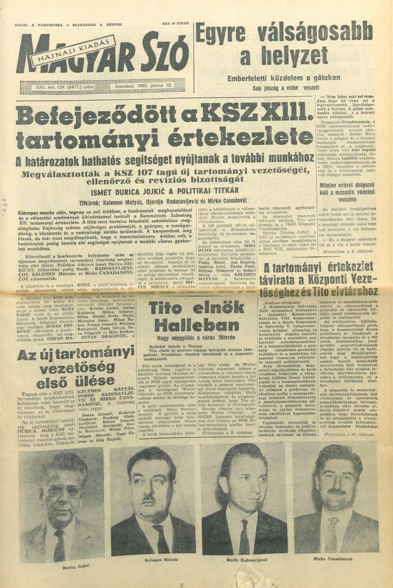 Magyar Szó, 22. évf. 1965. június 12. 159. sz. 1–16. oldal
