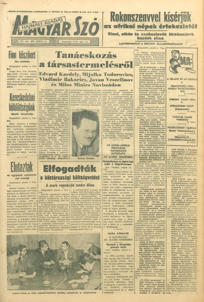 Magyar Szó, 15. évf. 1958. december 13. 307. sz. 1–18. oldal