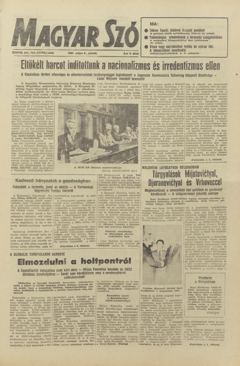 Magyar Szó, 38. évf. 1981. május 8. 124. sz.