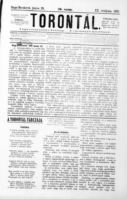 Torontál, 20. évf. 1891. június 28. 26. sz.