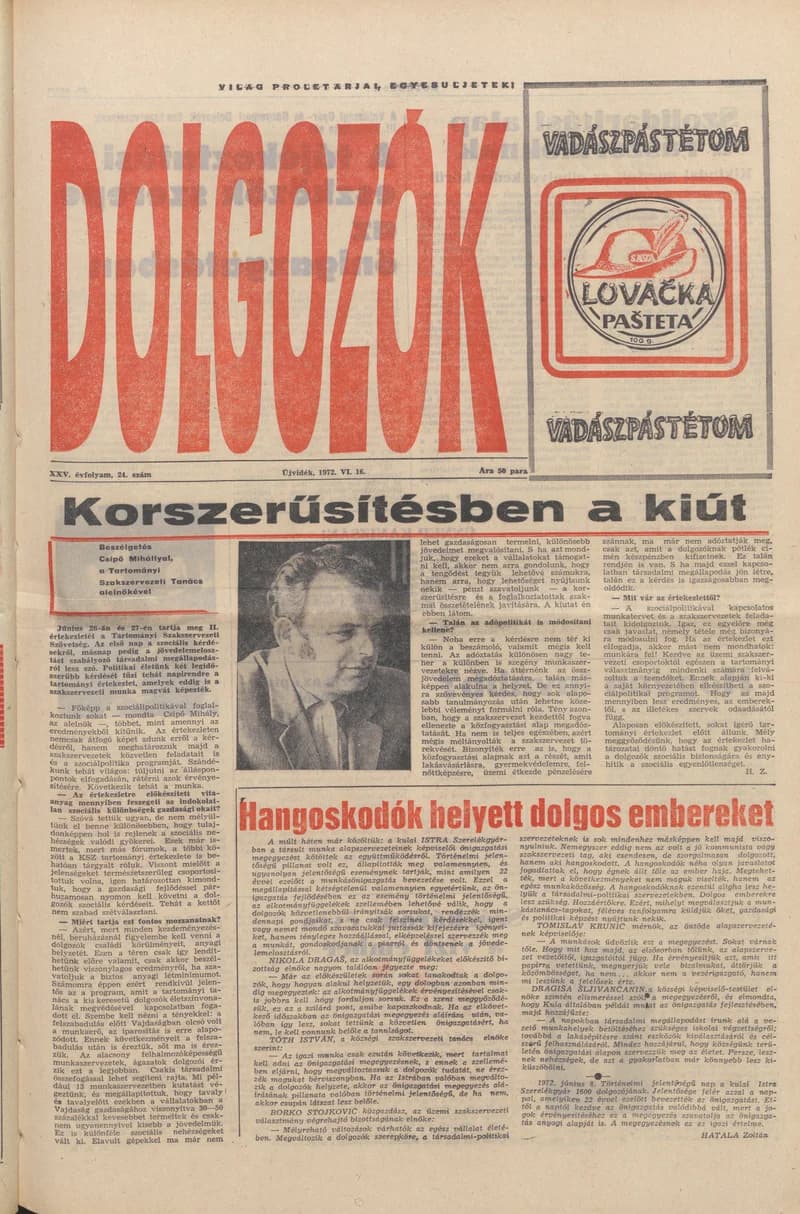 Dolgozók, 26. évf. 1972. június 16. 24. sz.