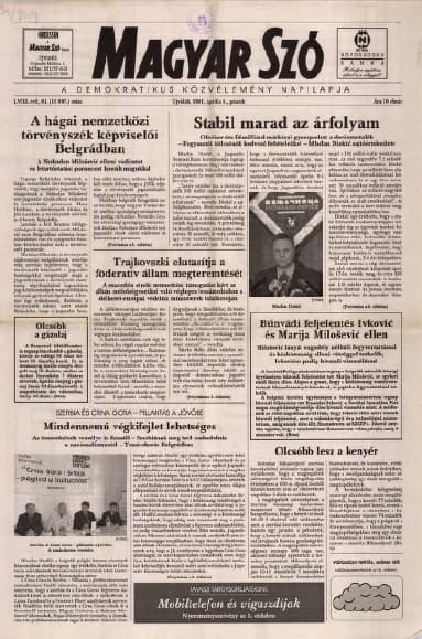 Magyar Szó, 58. évf. 2001. április 6. 81. sz. 1–16. oldal