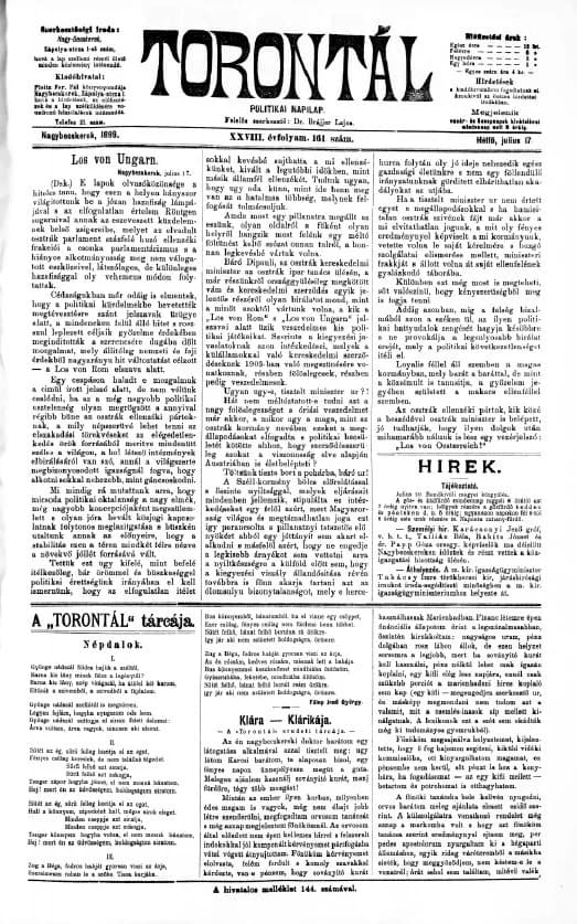 Torontál, 28. évf. 1899. július 17. 161. sz.