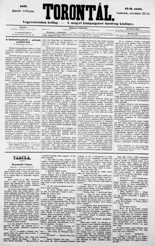 Torontál, 6. évf. 1877. november 22. 47. sz.