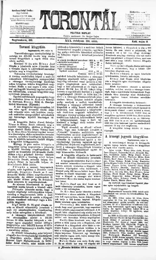 Torontál, 30. évf. 1901. május 14. 110. sz.
