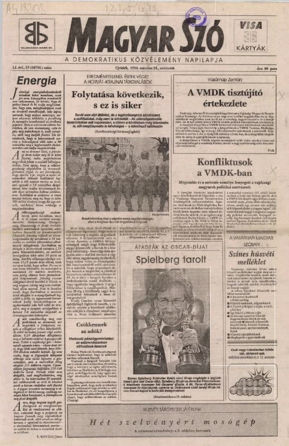 Magyar Szó, 51. évf. 1994. március 24. 57. sz. 1–16. oldal