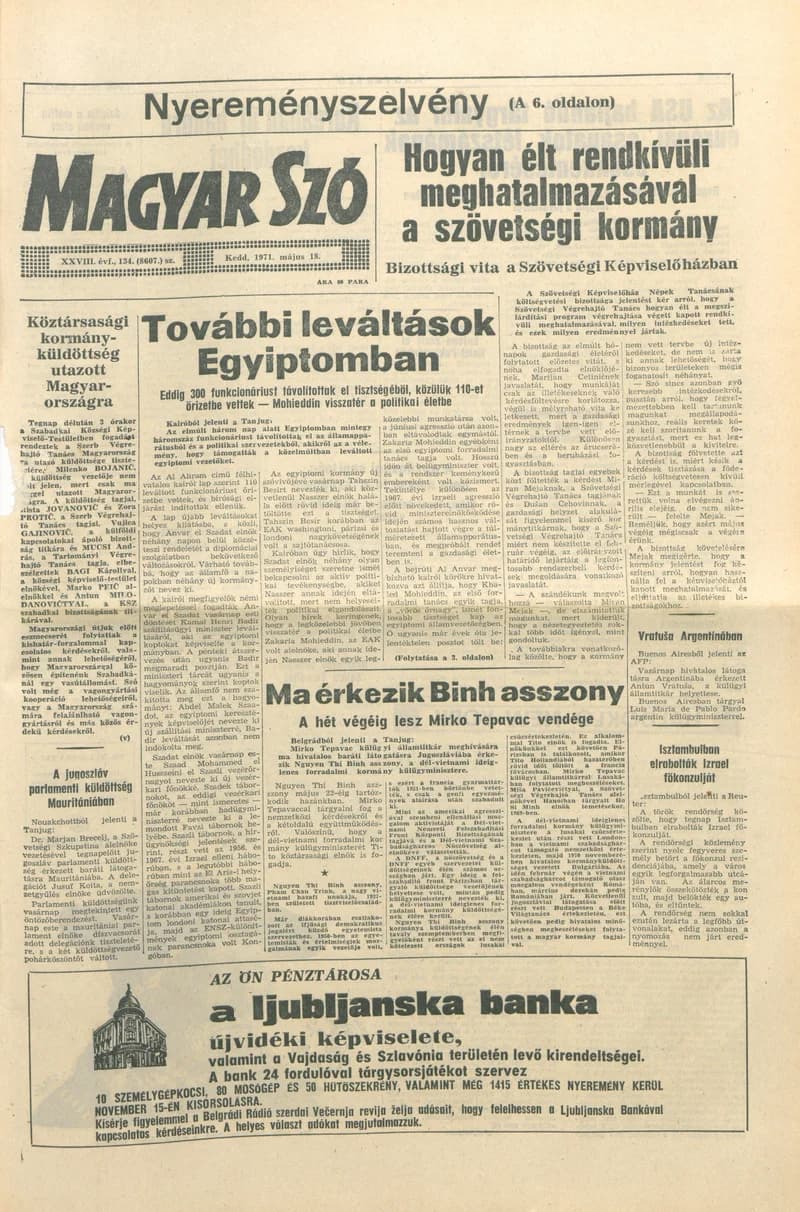 Magyar Szó, 28. évf. 1971. május 18. 134. sz. 1–20. oldal