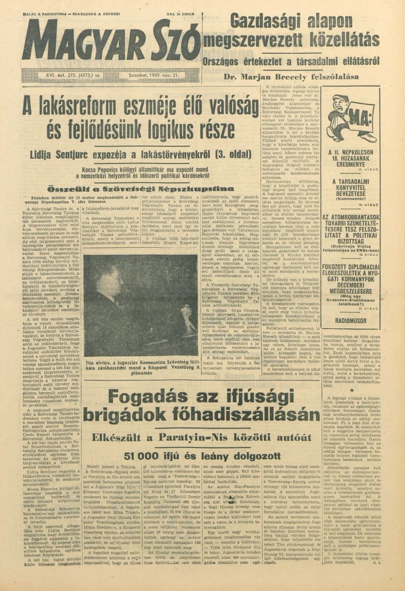 Magyar Szó, 16. évf. 1959. november 21. 275. sz. 1–24. oldal