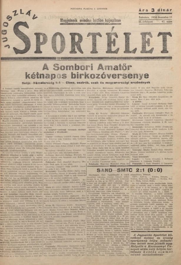 Jugoszláv sportélet, 3. évf. 1924. december 15. 47. sz.