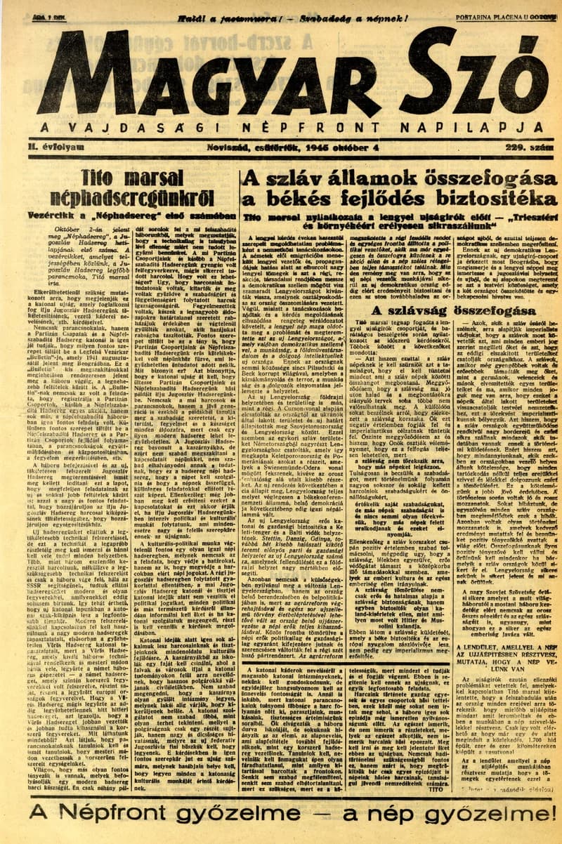 Magyar Szó, 2. évf. 1945. október 4. 229. sz. 1–4. oldal