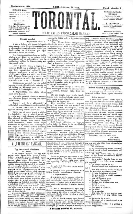 Torontál, 23. évf. 1894. március 9. 56. sz.