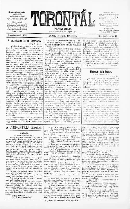 Torontál, 32. évf. 1903. május 14. 109. sz.