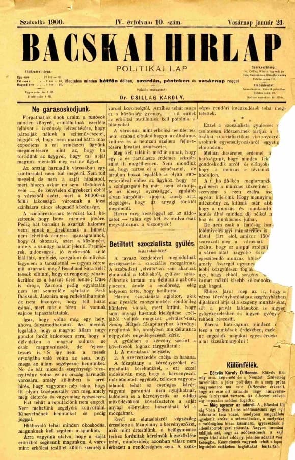 Bácskai Hirlap, 4. évf. 1900. január 21. 10. sz.