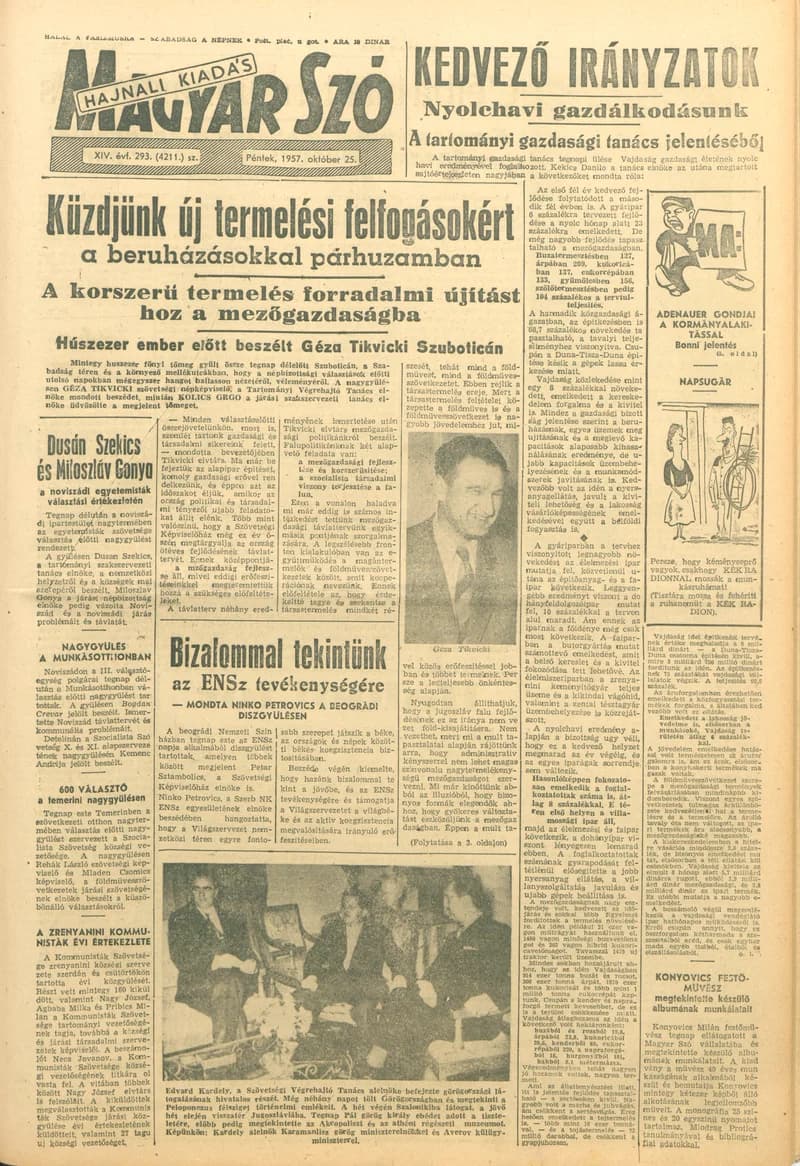 Magyar Szó, 14. évf. 1957. október 25. 293. sz. 1–14. oldal