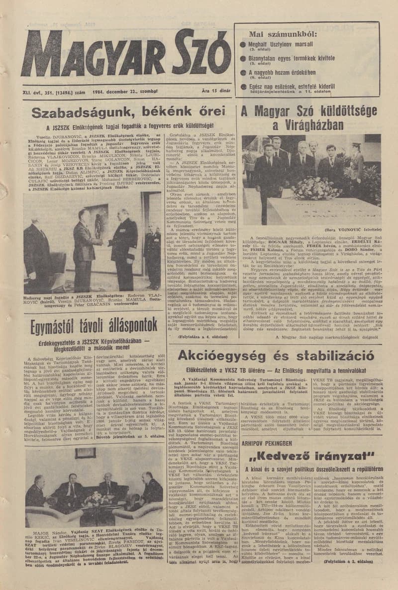 Magyar Szó, 41. évf. 1984. december 22. 351. sz. 1–24. oldal