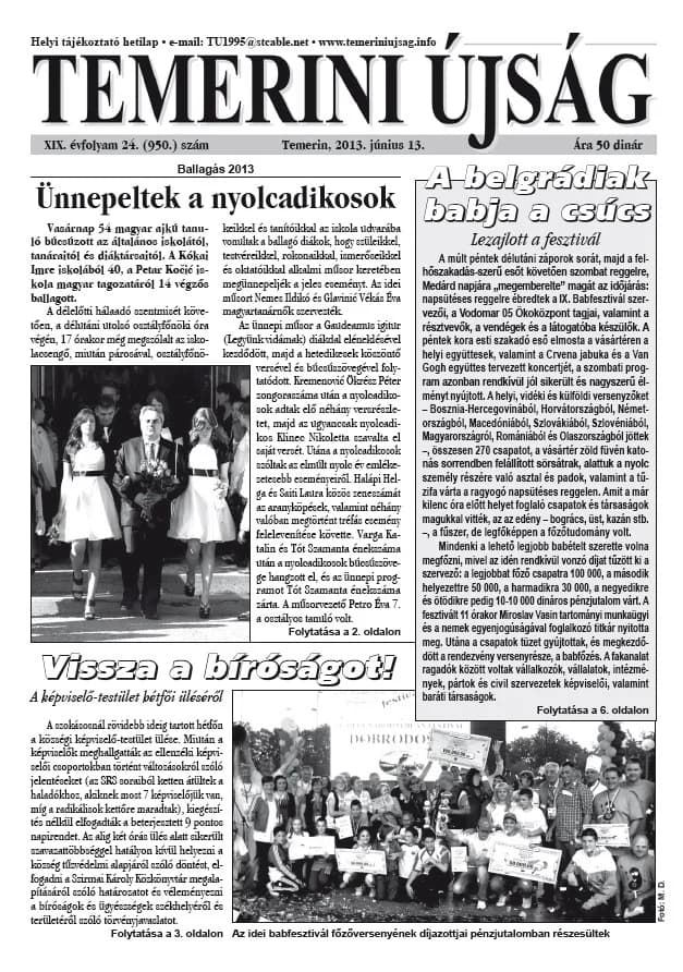 Temerini Újság, 19. évf. 2013. június 13. 24. sz.