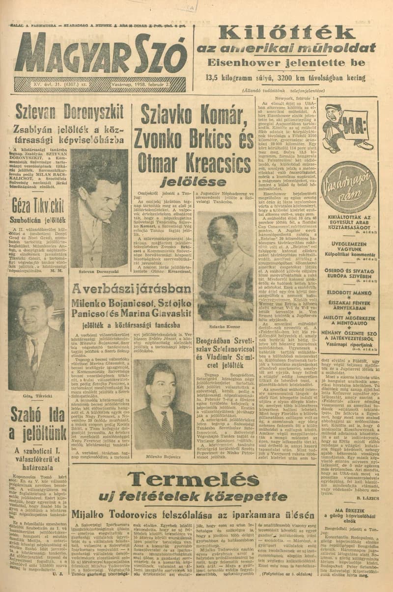 Magyar Szó, 15. évf. 1958. február 2. 31. sz. 1–14. oldal