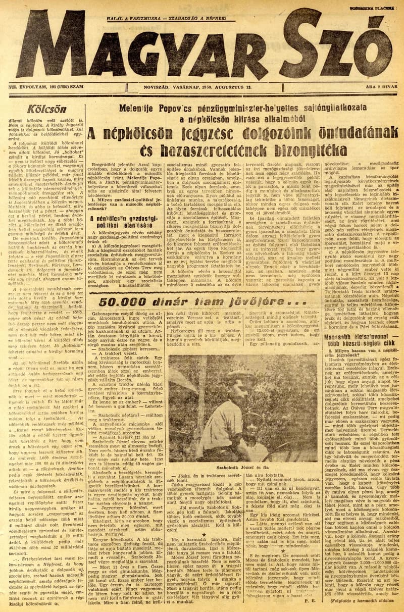 Magyar Szó, 7. évf. 1950. augusztus 13. 191. sz. 1–4. oldal