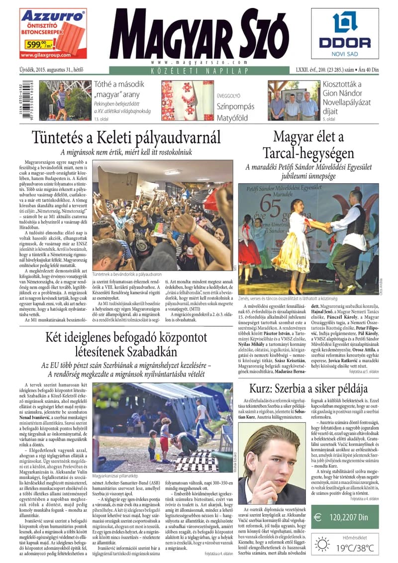 Magyar Szó, 72. évf. 2015. augusztus 31. 200. sz. 1–20. oldal