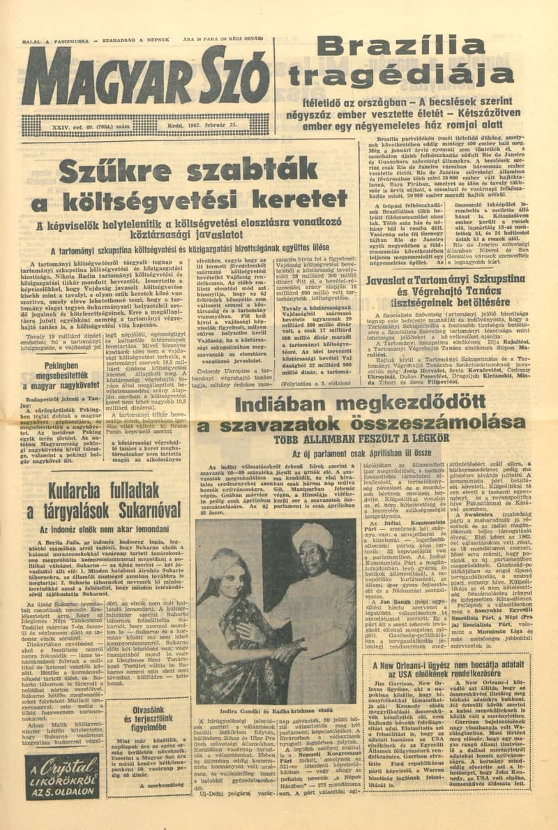 Magyar Szó, 24. évf. 1967. február 21. 49. sz. 1–16. oldal