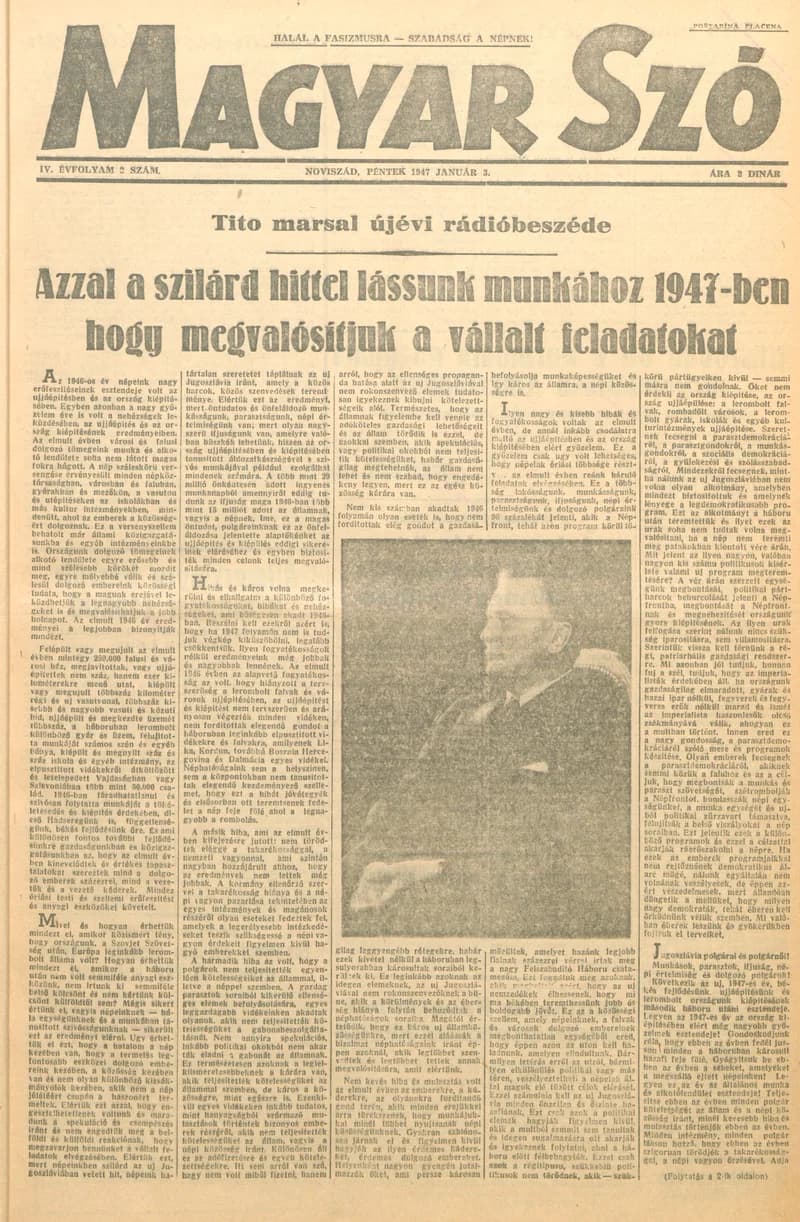 Magyar Szó, 4. évf. 1947. január 3. 2. sz. 1–6. oldal
