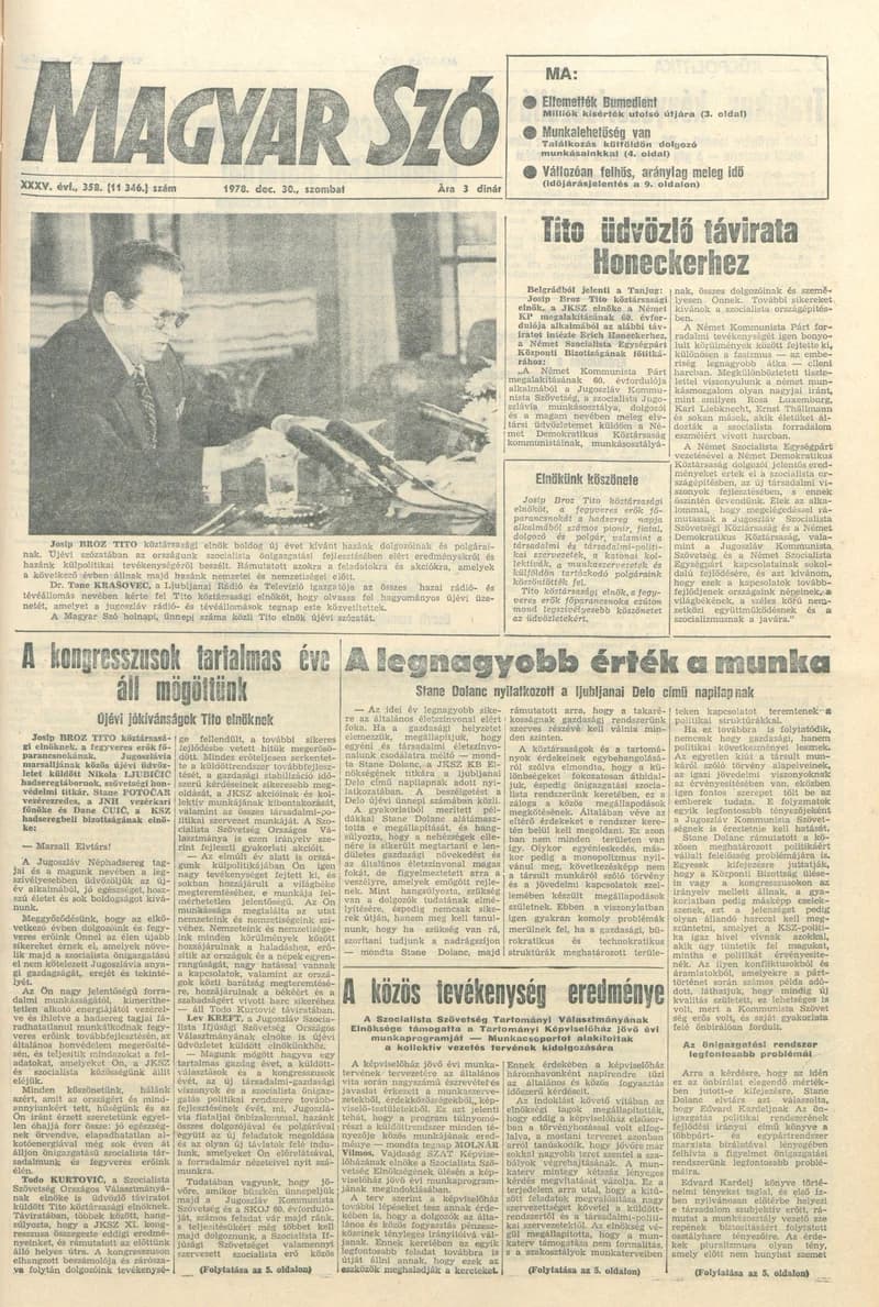 Magyar Szó, 35. évf. 1978. december 30. 358. sz. 1–28. oldal