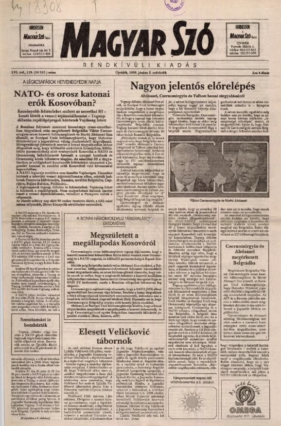 Magyar Szó, 56. évf. 1999. június 3. 119. sz. 1–8. oldal