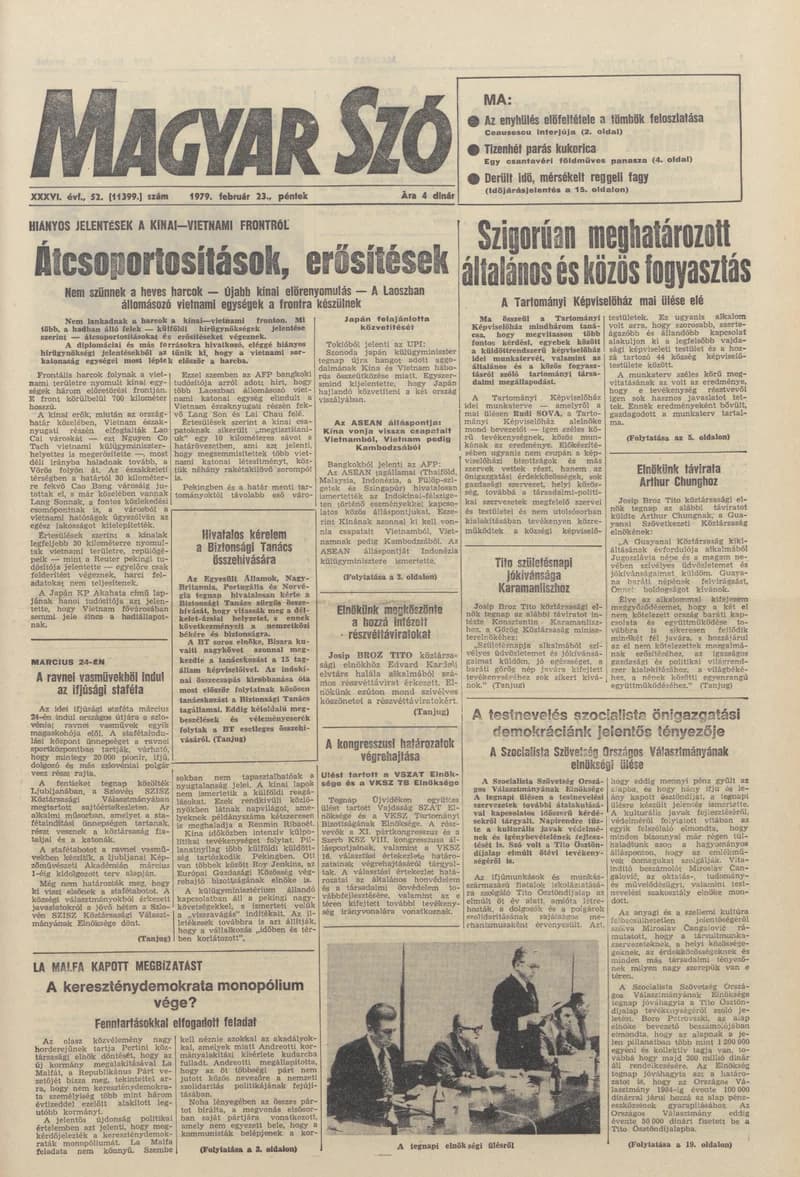 Magyar Szó, 36. évf. 1979. február 23. 52. sz. 1–20. oldal
