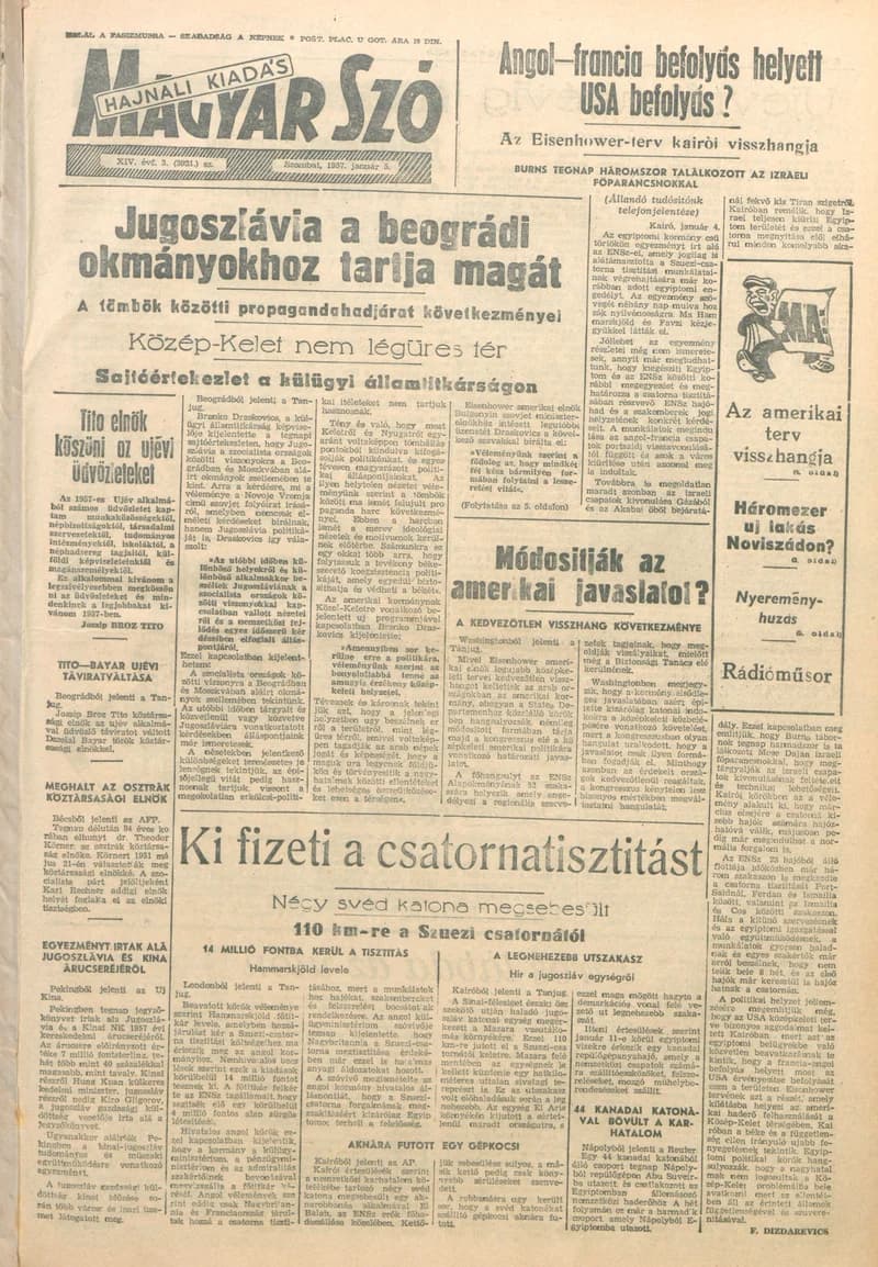 Magyar Szó, 14. évf. 1957. január 5. 3. sz. 1–14. oldal