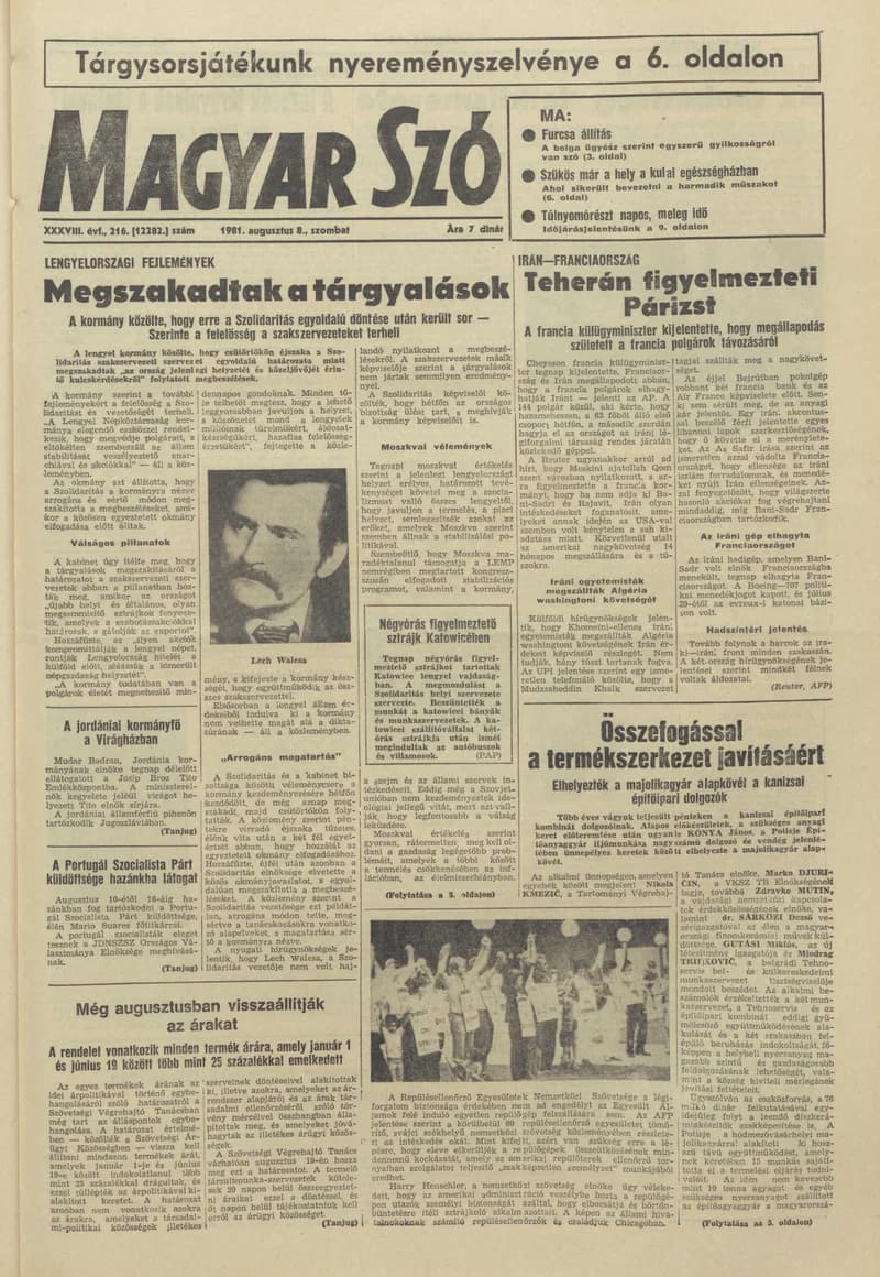 Magyar Szó, 38. évf. 1981. augusztus 8. 216. sz.