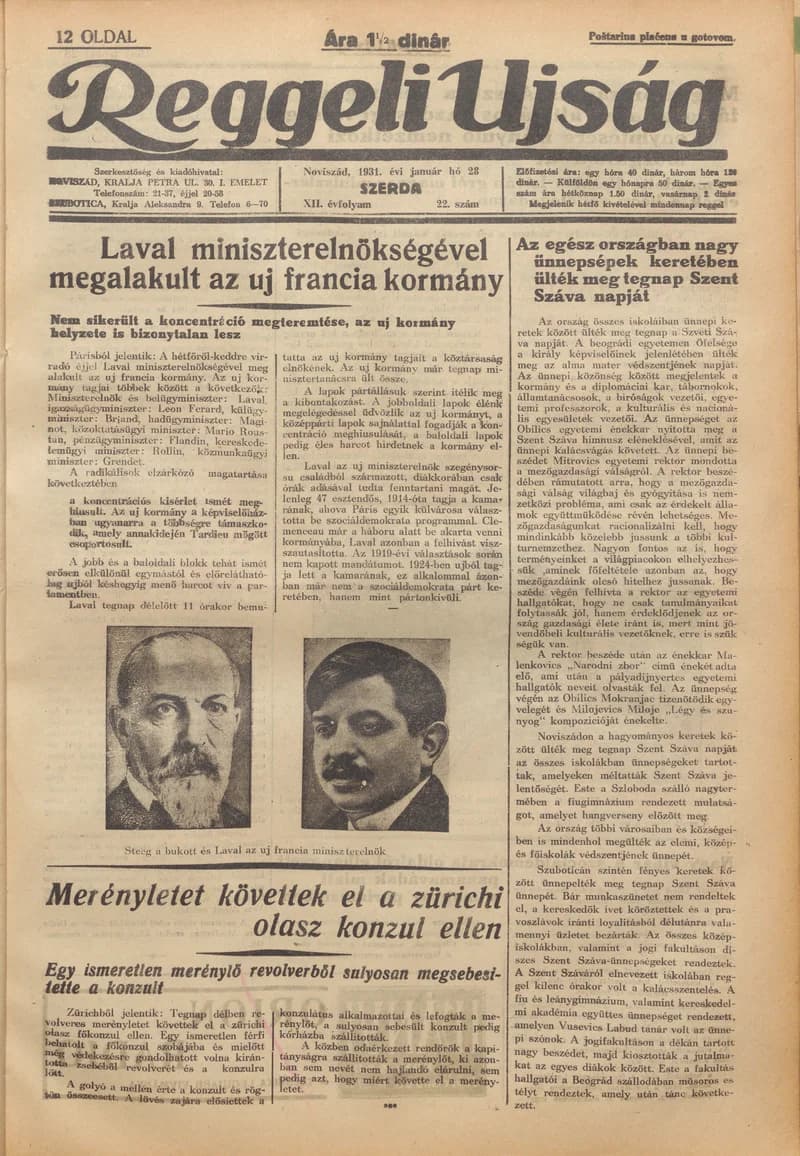 Reggeli Újság, 12. évf. 1931. január 28. 22. sz.