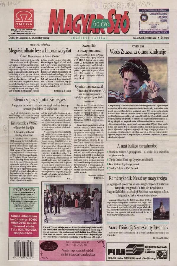 Magyar Szó, 61. évf. 2004. augusztus 28. – 29. 202. sz. 1–20. oldal
