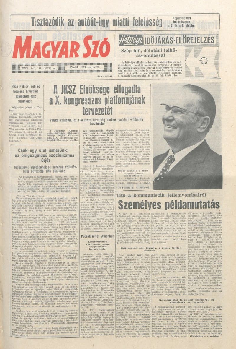 Magyar Szó, 30. évf. 1973. május 25. 141. sz. 1–16. oldal