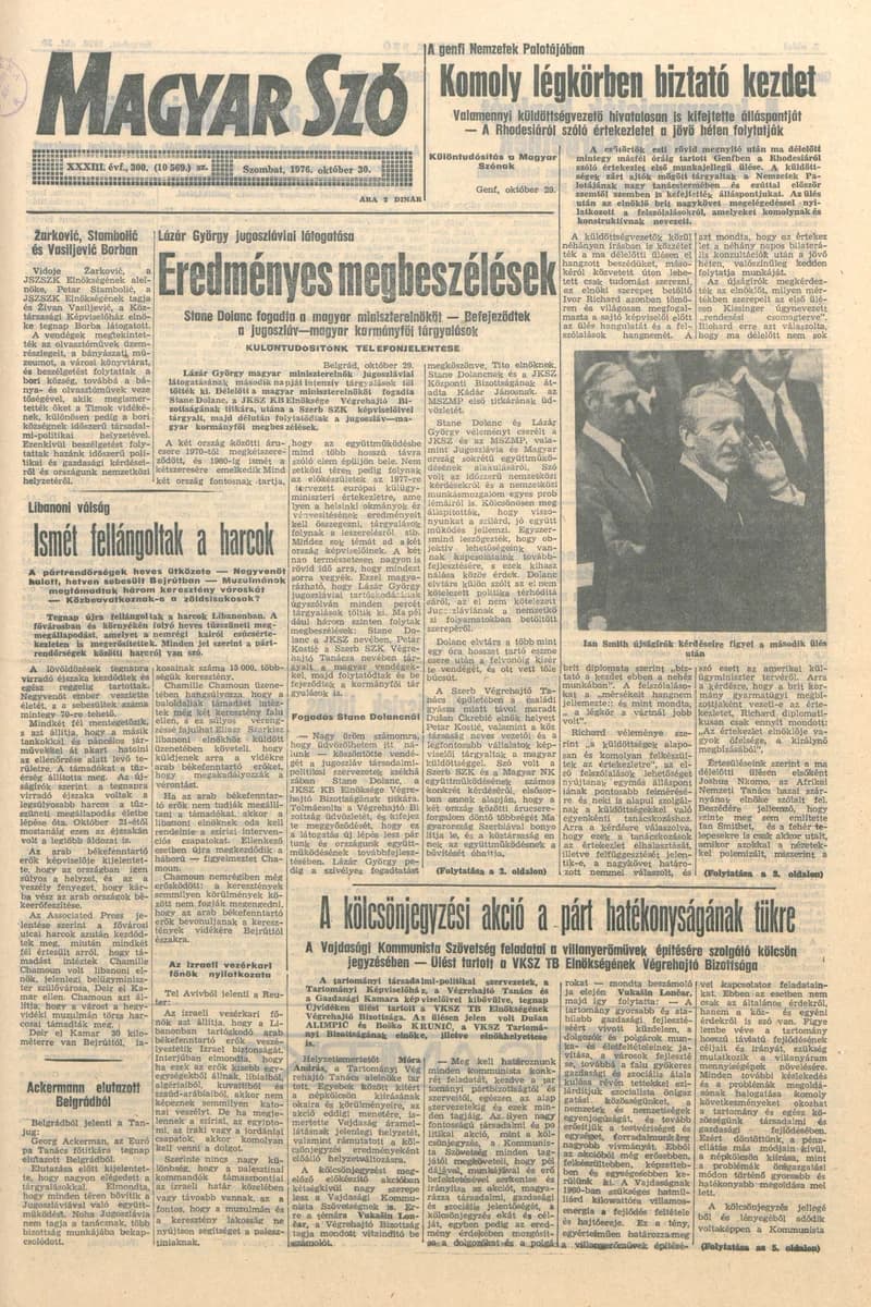 Magyar Szó, 33. évf. 1976. október 30. 300. sz. 1–20. oldal