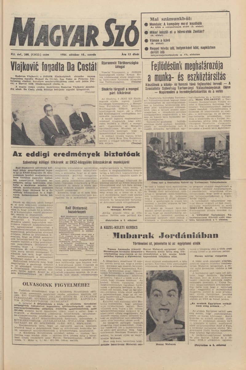 Magyar Szó, 41. évf. 1984. október 10. 280. sz. 1–16. oldal