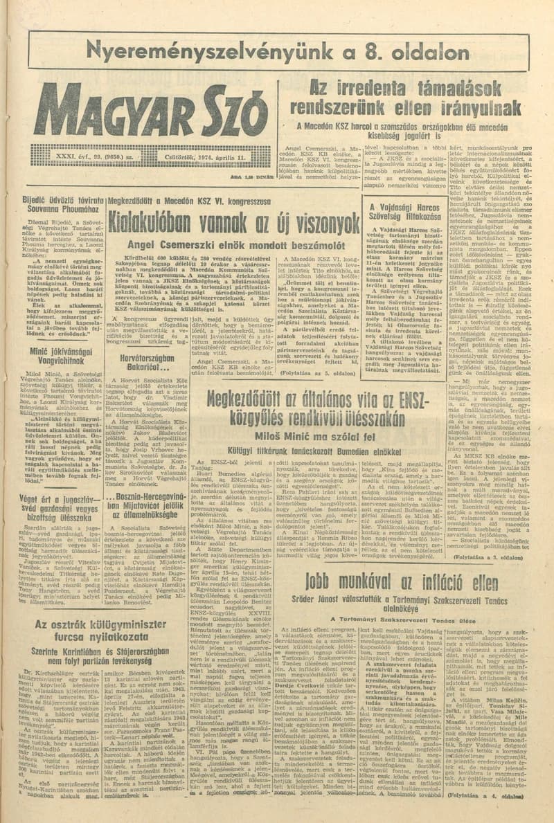 Magyar Szó, 31. évf. 1974. április 11. 99. sz. 1–20. oldal