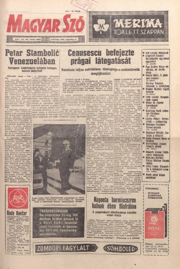 Magyar Szó, 25. évf. 1968. augusztus 18. 227. sz. 1–32. oldal