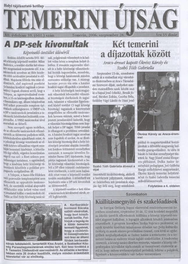 Temerini Újság, 12. évf. 2006. szeptember 28. 39. sz.
