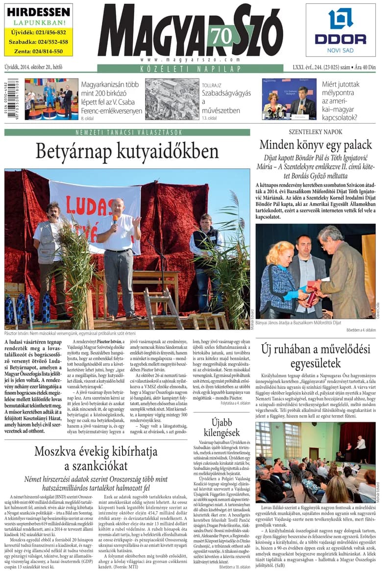 Magyar Szó, 71. évf. 2014. október 20. 244. sz. 1–20. oldal
