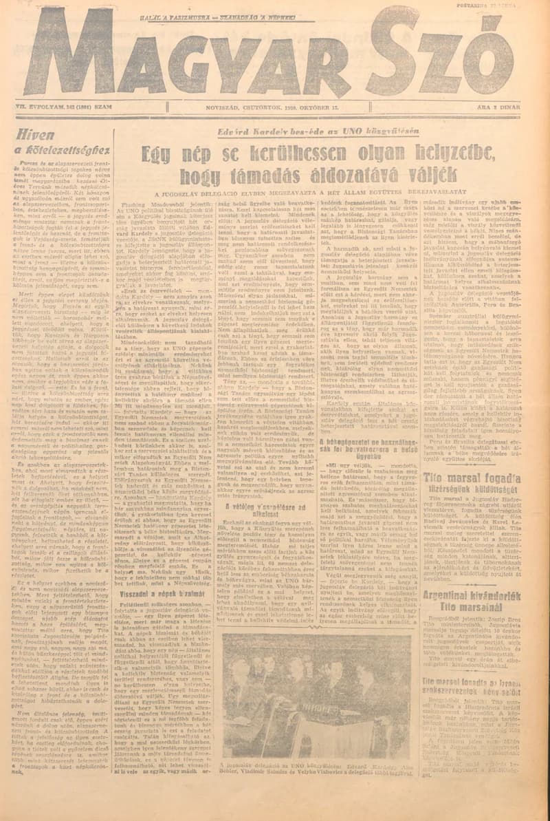 Magyar Szó, 7. évf. 1950. október 12. 242. sz.